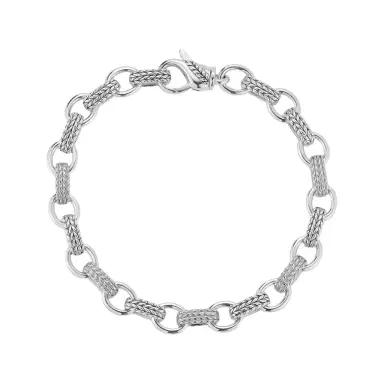 JAI JAI Sterling Silver Textured Men's Link Bracelet JJH3040MB - S by The Solist | Thumbnail 1