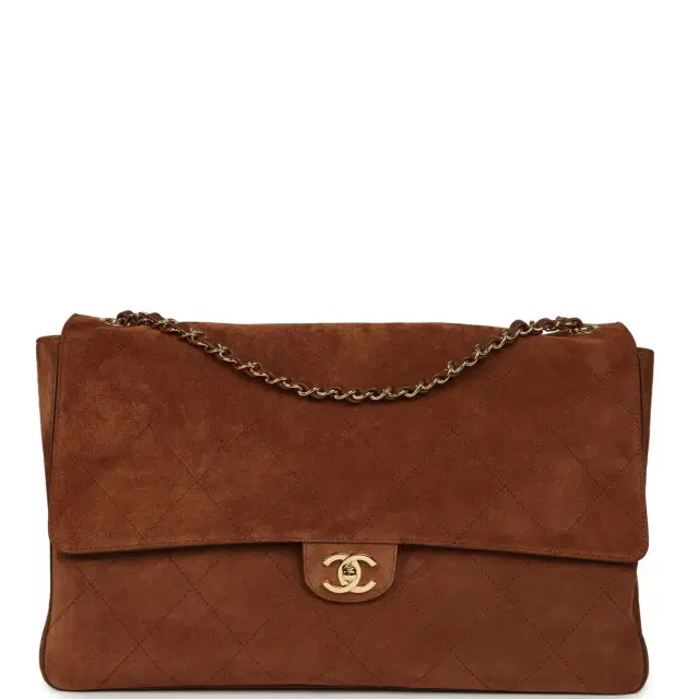 Chanel Chanel Maxi "Souplissimo" Large Flap Bag Camel Suede Gold Hardware
