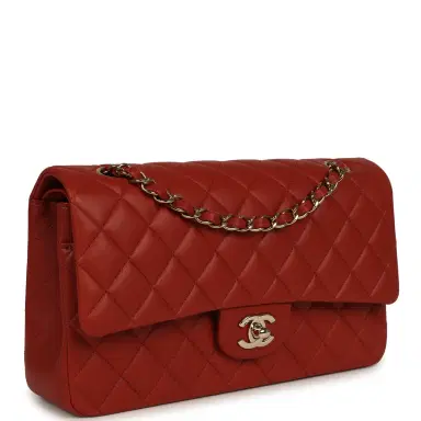 Chanel Chanel Medium Classic Double Flap Bag Dark Orange Lambskin Light Gold Hardware | Thumbnail 2 Chanel Chanel Medium Classic Double Flap Bag Dark Orange Lambskin Light Gold Hardware | Thumbnail 2