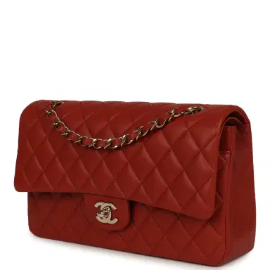 Chanel Chanel Medium Classic Double Flap Bag Dark Orange Lambskin Light Gold Hardware | Thumbnail 5 Chanel Chanel Medium Classic Double Flap Bag Dark Orange Lambskin Light Gold Hardware | Thumbnail 5