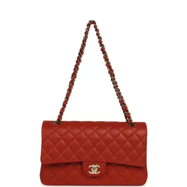 Chanel Chanel Medium Classic Double Flap Bag Dark Orange Lambskin Light Gold Hardware | Thumbnail 7 Chanel Chanel Medium Classic Double Flap Bag Dark Orange Lambskin Light Gold Hardware | Thumbnail 7