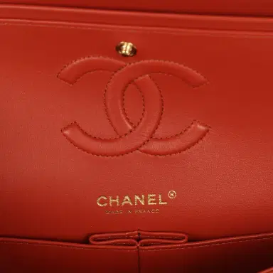 Chanel Chanel Medium Classic Double Flap Bag Dark Orange Lambskin Light Gold Hardware | Thumbnail 9 Chanel Chanel Medium Classic Double Flap Bag Dark Orange Lambskin Light Gold Hardware | Thumbnail 9