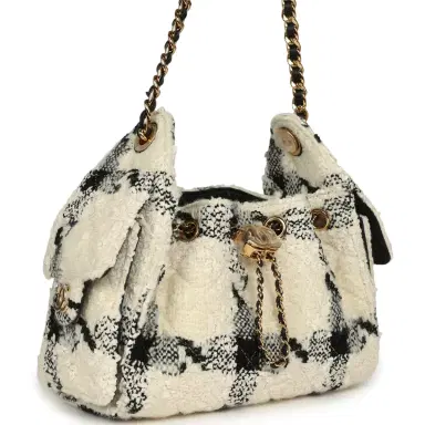 Chanel Chanel Mini 25 Hobo Bag White, Black Tweed Gold Hardware | Thumbnail 2 Chanel Chanel Mini 25 Hobo Bag White, Black Tweed Gold Hardware | Thumbnail 2
