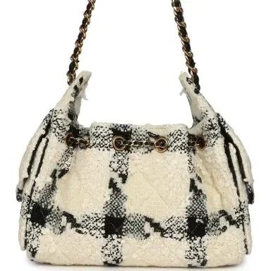 Chanel Chanel Mini 25 Hobo Bag White, Black Tweed Gold Hardware | Thumbnail 4 Chanel Chanel Mini 25 Hobo Bag White, Black Tweed Gold Hardware | Thumbnail 4