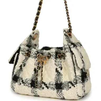 Chanel Chanel Mini 25 Hobo Bag White, Black Tweed Gold Hardware | Thumbnail 5 Chanel Chanel Mini 25 Hobo Bag White, Black Tweed Gold Hardware | Thumbnail 5