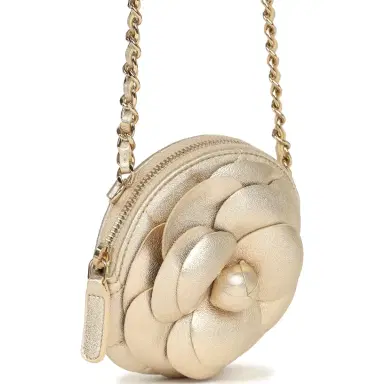 Chanel Chanel Mini CC Camellia Round Clutch With Chain Metallic Gold Lambskin Light Gold Hardware | Thumbnail 2 Chanel Chanel Mini CC Camellia Round Clutch With Chain Metallic Gold Lambskin Light Gold Hardware | Thumbnail 2