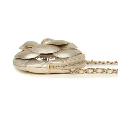 Chanel Chanel Mini CC Camellia Round Clutch With Chain Metallic Gold Lambskin Light Gold Hardware | Thumbnail 6 Chanel Chanel Mini CC Camellia Round Clutch With Chain Metallic Gold Lambskin Light Gold Hardware | Thumbnail 6