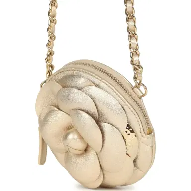 Chanel Chanel Mini CC Camellia Round Clutch With Chain Metallic Gold Lambskin Light Gold Hardware | Thumbnail 7 Chanel Chanel Mini CC Camellia Round Clutch With Chain Metallic Gold Lambskin Light Gold Hardware | Thumbnail 7