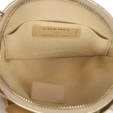 Chanel Chanel Mini CC Camellia Round Clutch With Chain Metallic Gold Lambskin Light Gold Hardware | Thumbnail 9 Chanel Chanel Mini CC Camellia Round Clutch With Chain Metallic Gold Lambskin Light Gold Hardware | Thumbnail 9
