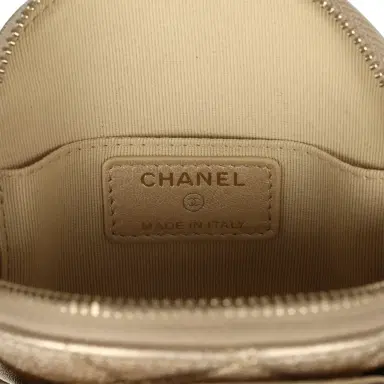 Chanel Chanel Mini CC Camellia Round Clutch With Chain Metallic Gold Lambskin Light Gold Hardware | Thumbnail 10 Chanel Chanel Mini CC Camellia Round Clutch With Chain Metallic Gold Lambskin Light Gold Hardware | Thumbnail 10