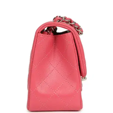 Chanel Chanel Mini Classic Square Flap Bag Pink Lambskin Silver Hardware | Thumbnail 3