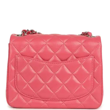 Chanel Chanel Mini Classic Square Flap Bag Pink Lambskin Silver Hardware | Thumbnail 4