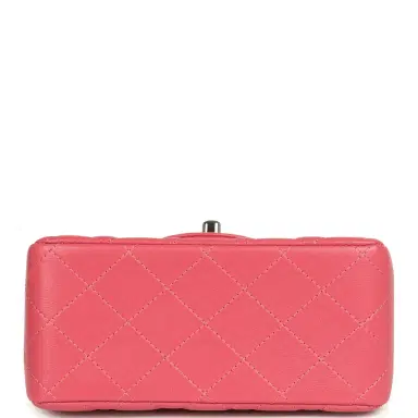 Chanel Chanel Mini Classic Square Flap Bag Pink Lambskin Silver Hardware | Thumbnail 6