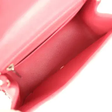 Chanel Chanel Mini Classic Square Flap Bag Pink Lambskin Silver Hardware | Thumbnail 8