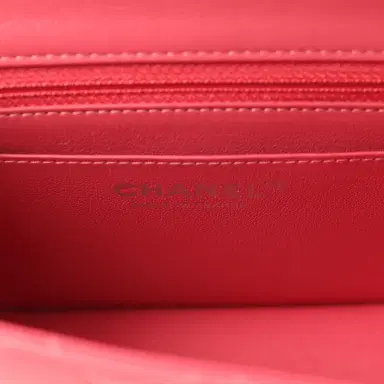 Chanel Chanel Mini Classic Square Flap Bag Pink Lambskin Silver Hardware | Thumbnail 9