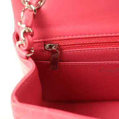 Chanel Chanel Mini Classic Square Flap Bag Pink Lambskin Silver Hardware | Thumbnail 10