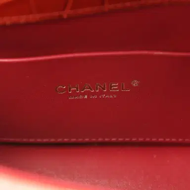 Chanel Chanel Mini Top Handle "Turn Around" Flap Bag Burgundy Croc Embossed Calfskin Gold Hardware | Thumbnail 9