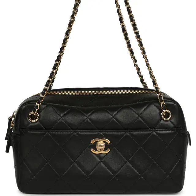 Chanel Chanel Small "Camerissimo" Camera Case Black Lambskin Gold Hardware
