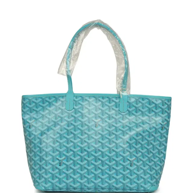 goyard Goyard Goyardine Canvas Turquoise Artois PM Tote Palladium Hardware