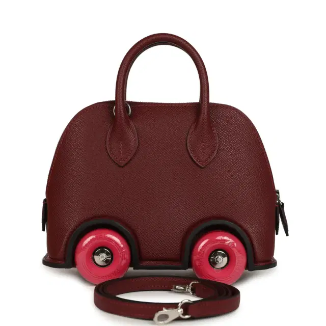 HERMÈS Hermes Bolide On Wheels 1923 Rouge H, Rose Extreme Epsom Palladium Hardware