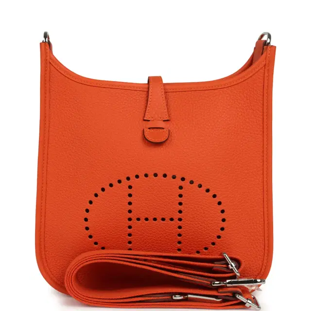 HERMÈS Hermes Evelyne 23 Tangerine Clemence Palladium Hardware