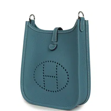 HERMÈS Hermes Evelyne TPM Blue Jean Clemence Palladium Hardware | Thumbnail 5 HERMÈS Hermes Evelyne TPM Blue Jean Clemence Palladium Hardware | Thumbnail 5