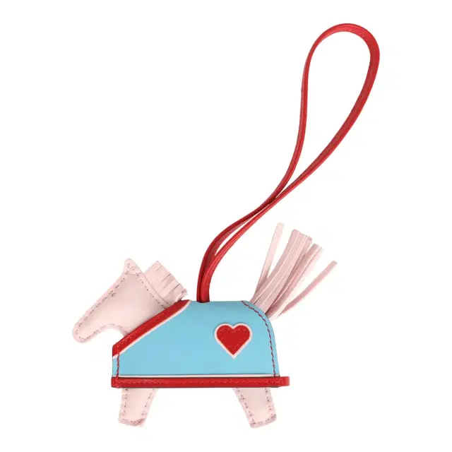 HERMÈS Hermes Rodeo Robeo Coeur Charm PM Rose Darling, Bleu Celeste & Rouge Radieux Milo Lambskin