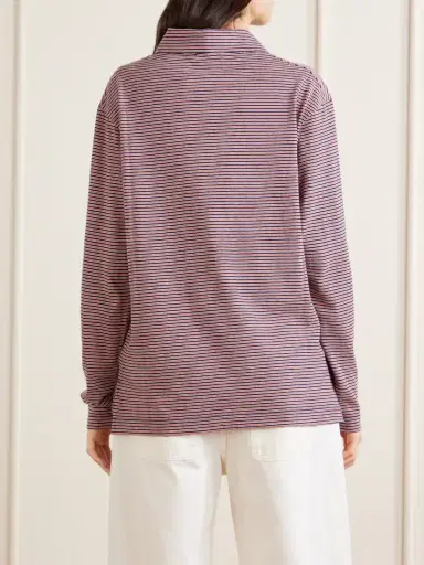 Jil Sander Logo-embroidered Striped Cotton-jersey Polo Shirt | Thumbnail 4 Jil Sander Logo-embroidered Striped Cotton-jersey Polo Shirt | Thumbnail 4