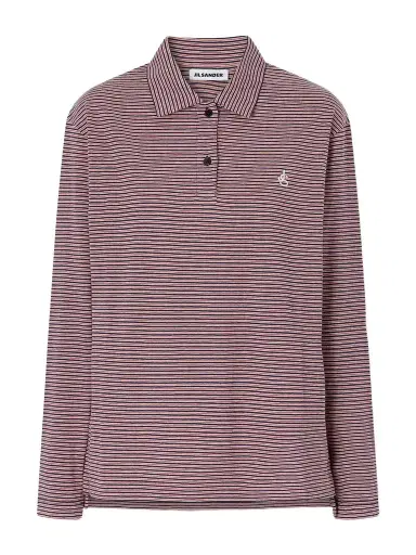 Jil Sander Logo-embroidered Striped Cotton-jersey Polo Shirt | Thumbnail 1 Jil Sander Logo-embroidered Striped Cotton-jersey Polo Shirt | Thumbnail 1