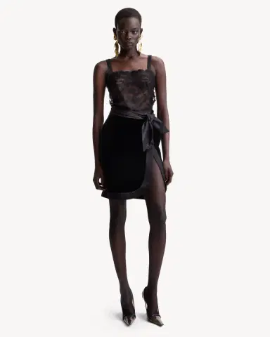 Yves Saint Laurent wrap skirt in velvet and satin | Thumbnail 2