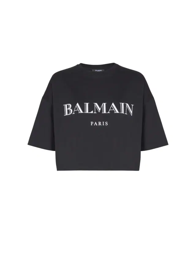 Balmain Boxy cropped T-shirt with  print