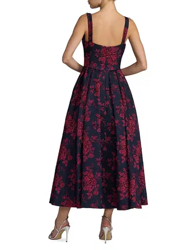 Mac Duggal Women's Floral Brocade Tea-Length Cocktail Dress - Fuchsia Multi - Size 14 | Thumbnail 2