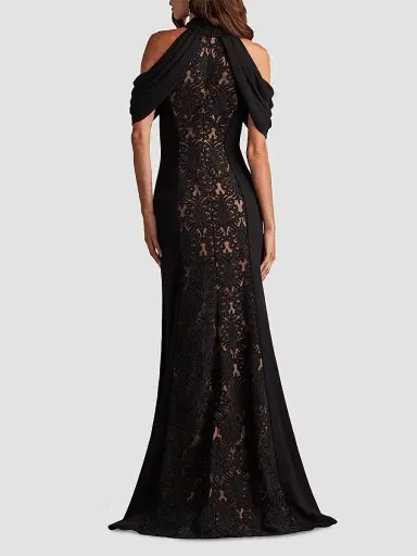 Tadashi Shoji Women's Cold-Shoulder Corded Lace Gown | Thumbnail 4 Tadashi Shoji Women's Cold-Shoulder Corded Lace Gown | Thumbnail 4