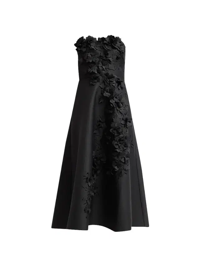 Badgley Mischka Women's Floral Applique Strapless Cocktail Dress - Black