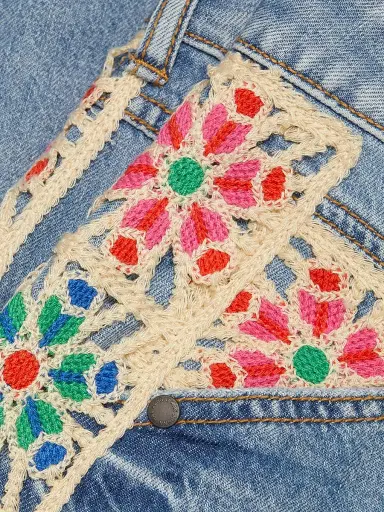 Johnny Was Women's Morgann Floral-Embroidered Cotton Denim Midi-Skirt - Medium Wash | Thumbnail 7 Johnny Was Women's Morgann Floral-Embroidered Cotton Denim Midi-Skirt - Medium Wash | Thumbnail 7