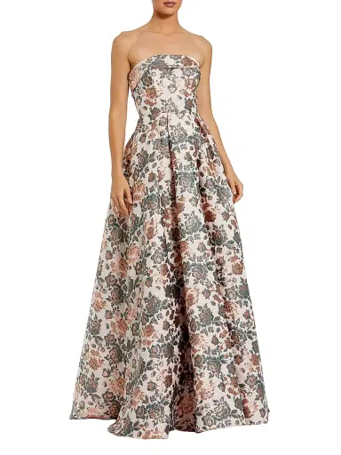 Mac Duggal Women's Floral Brocade Strapless Gown | Thumbnail 1 Mac Duggal Women's Floral Brocade Strapless Gown | Thumbnail 1