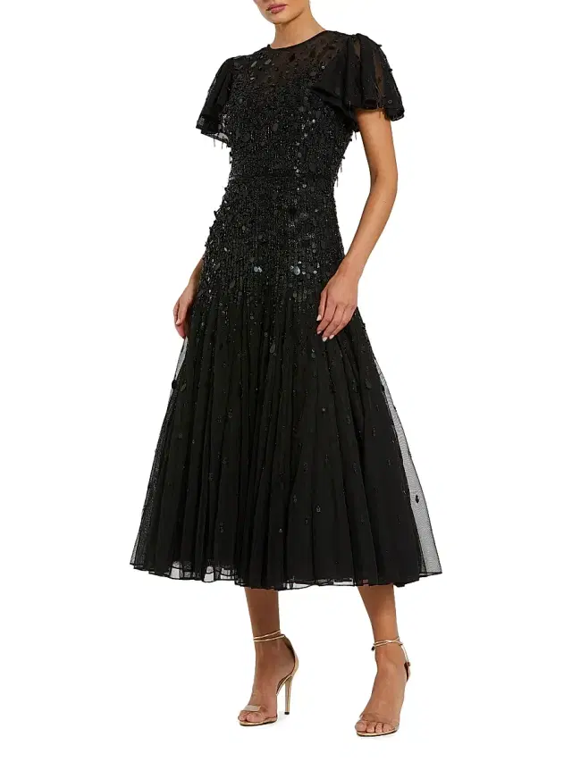 Mac Duggal Women's Embellished Tulle Midi-Dress - Black