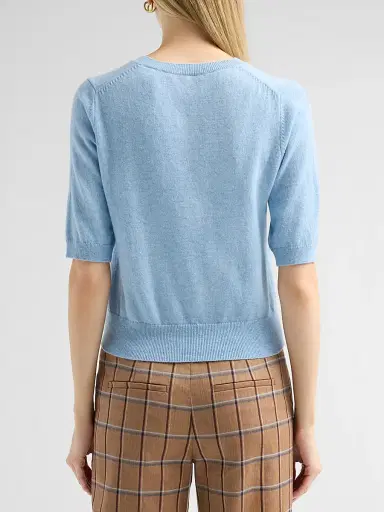 Veronica Beard Women's Shana Cashmere Sweater - Pale Blue River Melange - Size XL | Thumbnail 3
