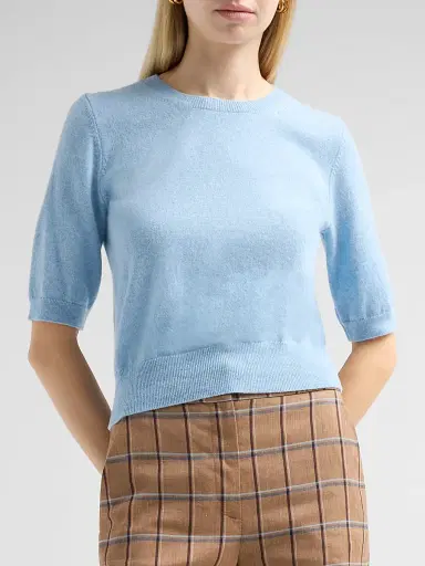 Veronica Beard Women's Shana Cashmere Sweater - Pale Blue River Melange - Size XL | Thumbnail 4
