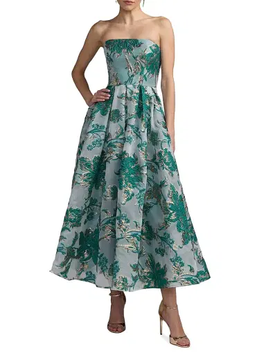 Mac Duggal Women's Strapless Brocade Midi-Dress | Thumbnail 1 Mac Duggal Women's Strapless Brocade Midi-Dress | Thumbnail 1