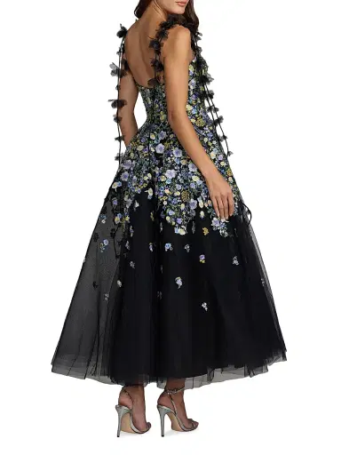 Mac Duggal Women's Floral-Embroidered Tassel Tulle Cocktail Dress | Thumbnail 2 Mac Duggal Women's Floral-Embroidered Tassel Tulle Cocktail Dress | Thumbnail 2