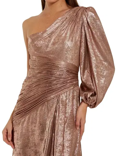 Mac Duggal Women's Metallic One-Shoulder Gown - Rose Gold - Size 14 | Thumbnail 3