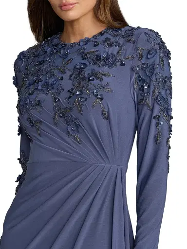 Mac Duggal Women's Beaded Jersey Column Gown | Thumbnail 3 Mac Duggal Women's Beaded Jersey Column Gown | Thumbnail 3