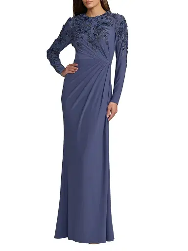 Mac Duggal Women's Beaded Jersey Column Gown | Thumbnail 1 Mac Duggal Women's Beaded Jersey Column Gown | Thumbnail 1