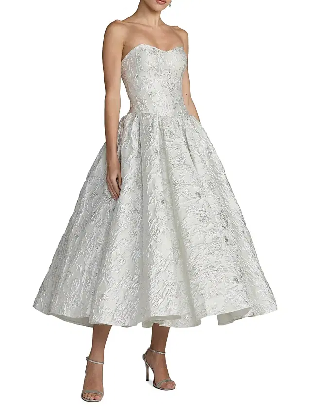 Mac Duggal Women's Floral Brocade Strapless Midi-Dress -