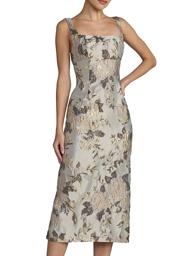 Mac Duggal Women's Floral Brocade Sheath Cocktail Dress - Platinum Multi