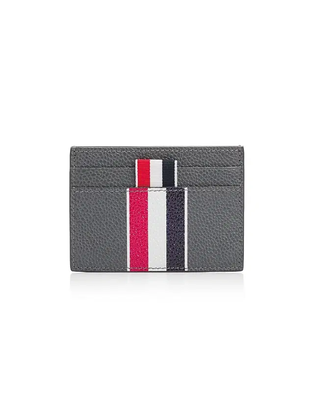 Thom Browne Men's Double-Sided Tricolor-Striped Leather Card Case - Dark Grey