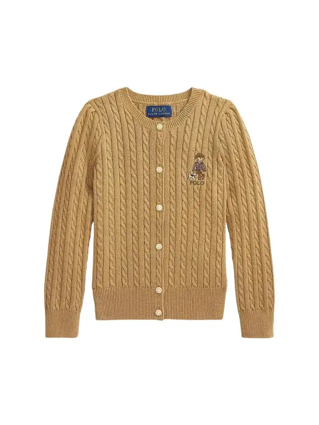Ralph Lauren Little Girl's & Girl's Polo Bear Cable-Knit Cardigan - Berkshire Tan
