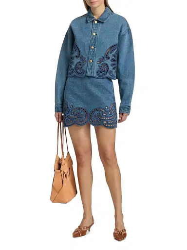 Ulla Johnson Women's The Bobbi Eyelet Denim Jacket | Thumbnail 2