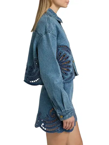 Ulla Johnson Women's The Bobbi Eyelet Denim Jacket | Thumbnail 4